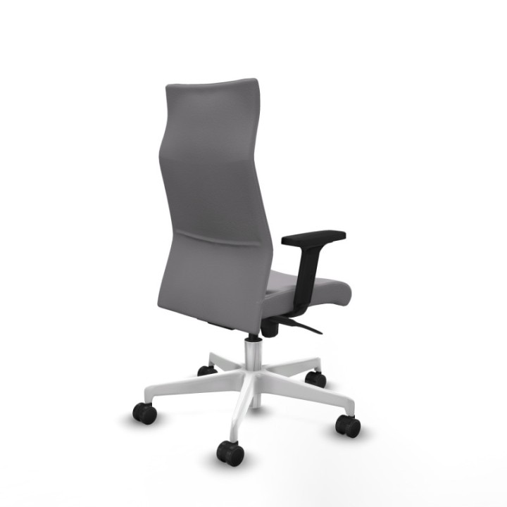 Albacete dirección sincro similpiel gris brazos 2D base blanca ruedas 65 nailon