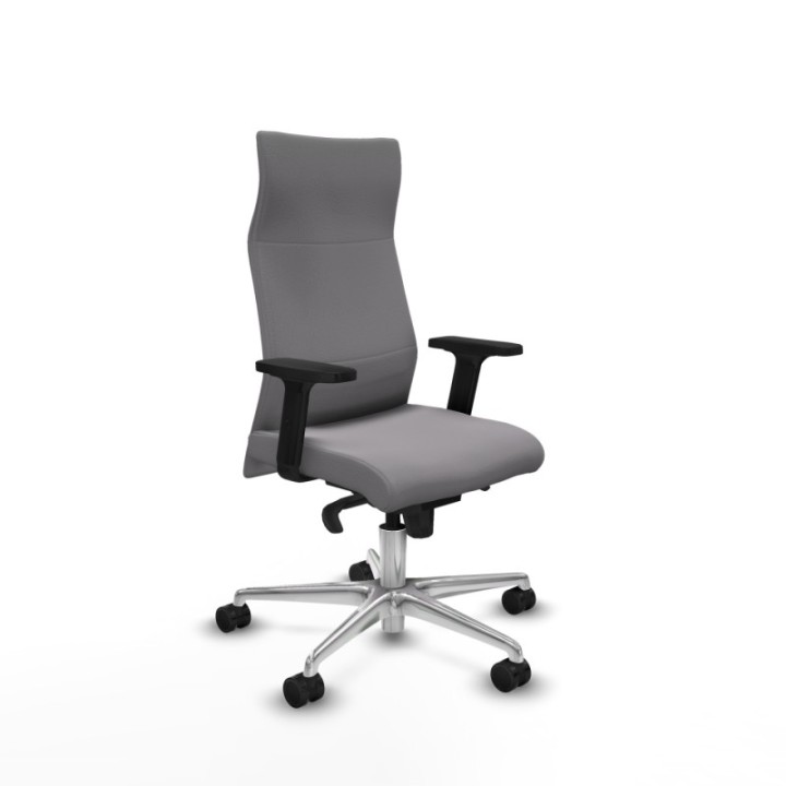 Albacete dirección sincro similpiel gris brazos 2D base aluminio ruedas 65 nailon