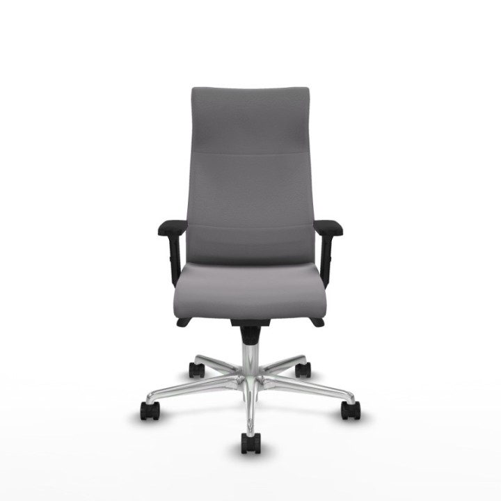 Albacete dirección sincro similpiel gris brazos 2D base aluminio ruedas 65 nailon