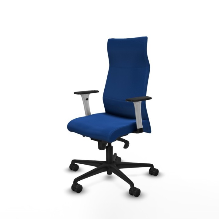 Albacete dirección sincro similpiel azul brazos 1D blancos base nailon ruedas 65 nailon