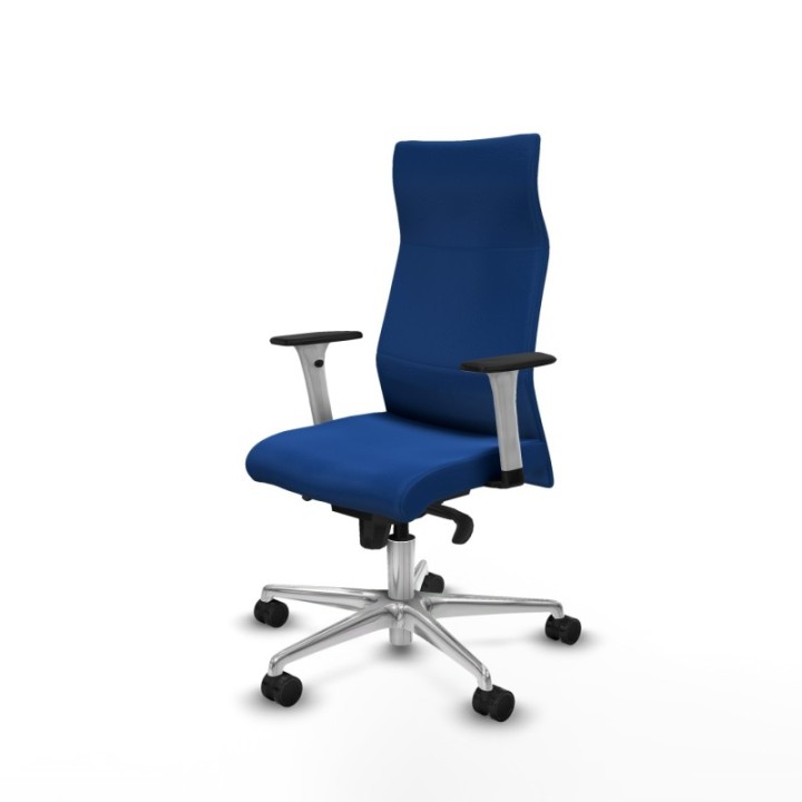 Albacete dirección sincro similpiel azul brazos 1D blancos base aluminio ruedas 65 nailon