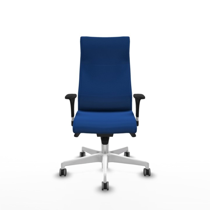 Albacete dirección sincro similpiel azul brazos 1D cromados base blanca ruedas 65 engomadas