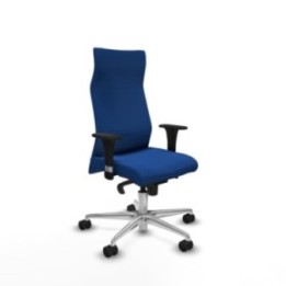 Albacete dirección sincro similpiel azul brazos 1D cromados base aluminio ruedas 65 nailon