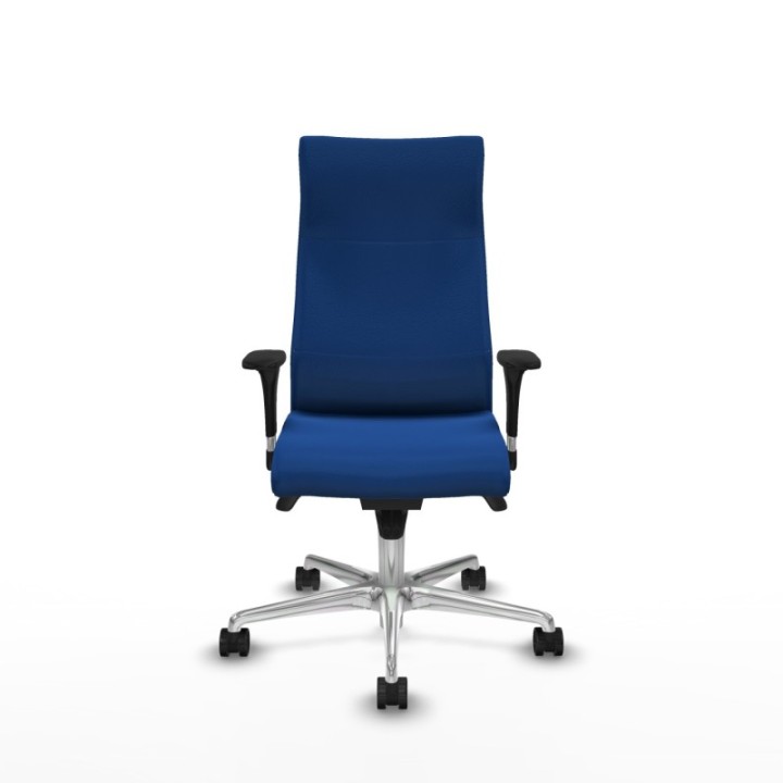 Albacete dirección sincro similpiel azul brazos 1D cromados base aluminio ruedas 65 nailon