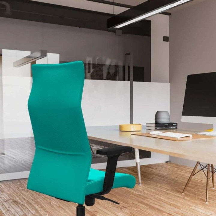 Albacete dirección sincro similpiel azul brazos 2D base nailon ruedas 65 nailon