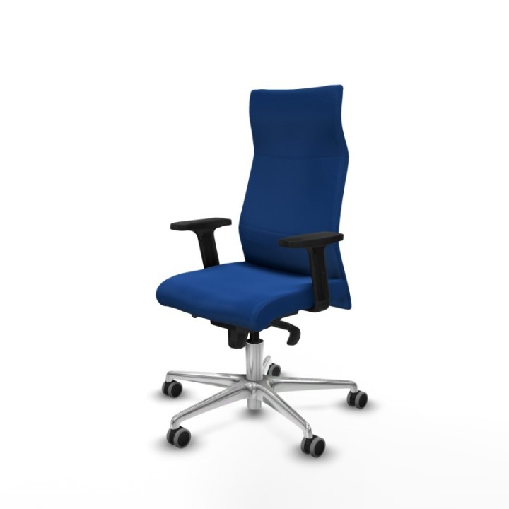 Albacete dirección sincro similpiel azul brazos 2D base aluminio ruedas 65 engomadas