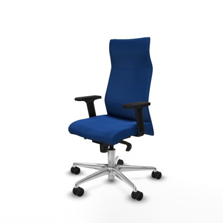 Albacete dirección sincro similpiel azul brazos 2D base aluminio ruedas 65 nailon