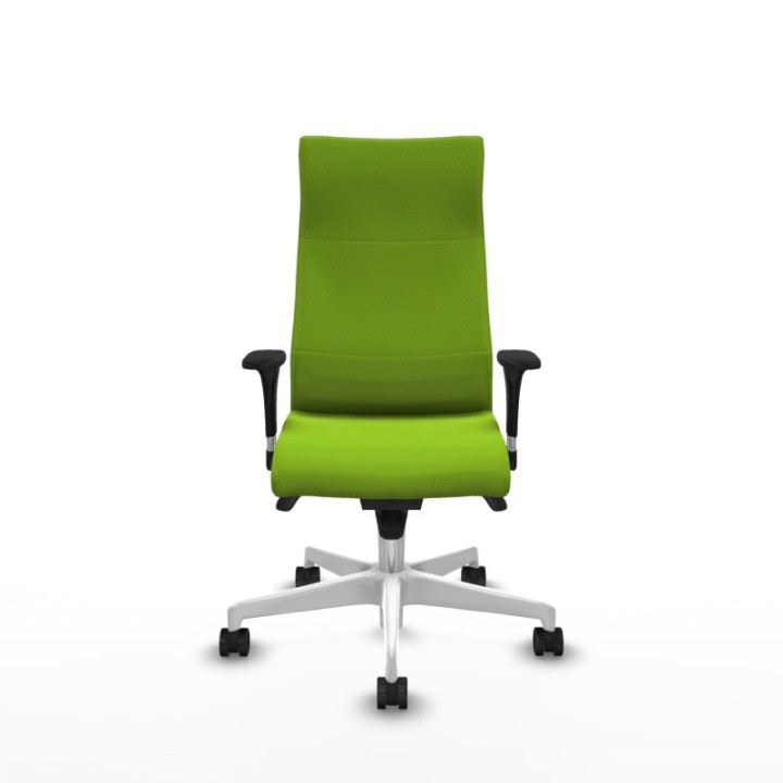 Albacete dirección sincro similpiel pistacho brazos 1D cromados base blanca ruedas 65 nailon