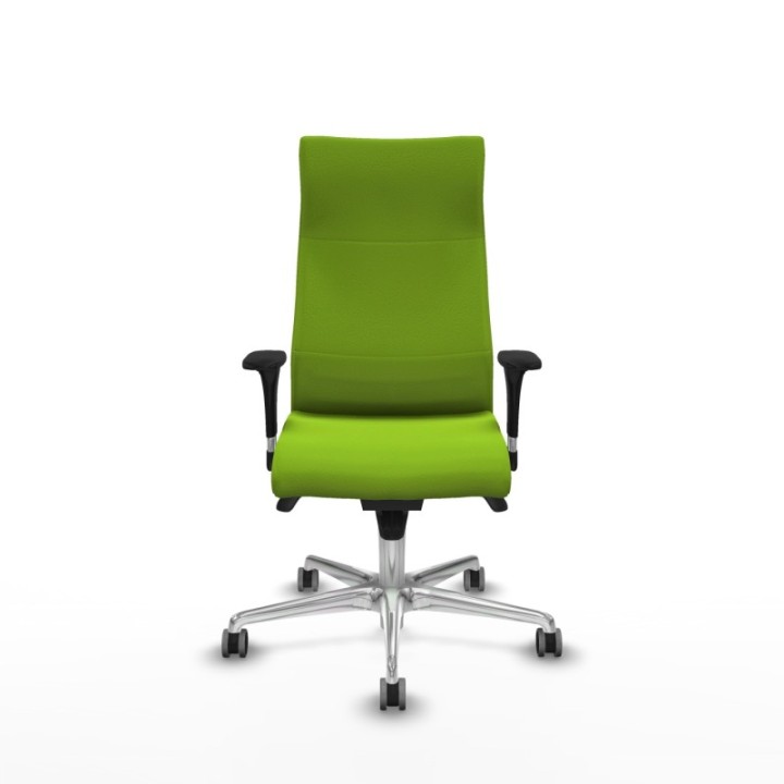 Albacete dirección sincro similpiel pistacho brazos 1D cromados base aluminio ruedas 65 engomadas