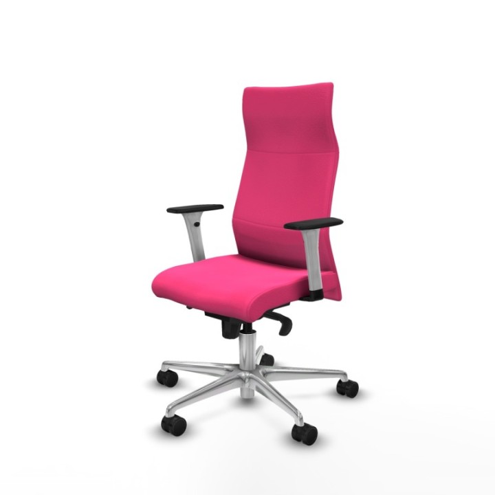 Albacete dirección sincro similpiel rosa brazos 1D blancos base aluminio ruedas 65 nailon