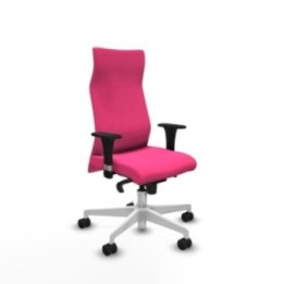 Albacete dirección sincro similpiel rosa brazos 1D cromados base blanca ruedas 65 nailon