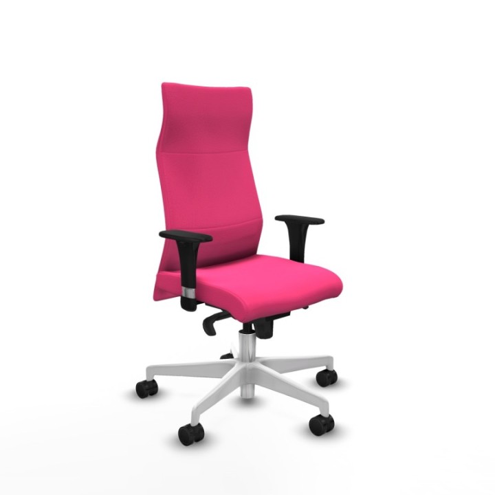 Albacete dirección sincro similpiel rosa brazos 1D cromados base blanca ruedas 65 nailon