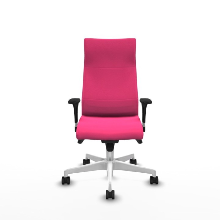 Albacete dirección sincro similpiel rosa brazos 1D cromados base blanca ruedas 65 nailon