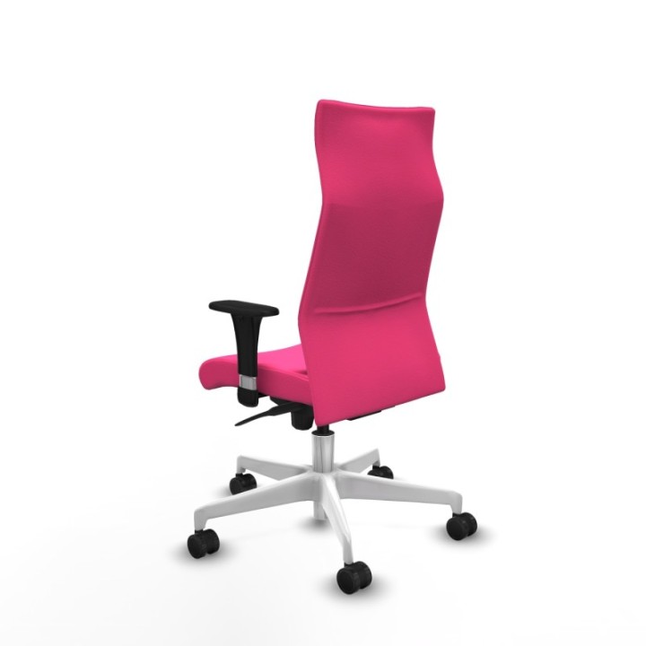 Albacete dirección sincro similpiel rosa brazos 1D cromados base blanca ruedas 65 nailon