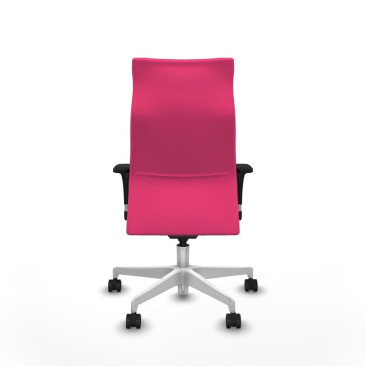 Albacete dirección sincro similpiel rosa brazos 1D cromados base blanca ruedas 65 nailon