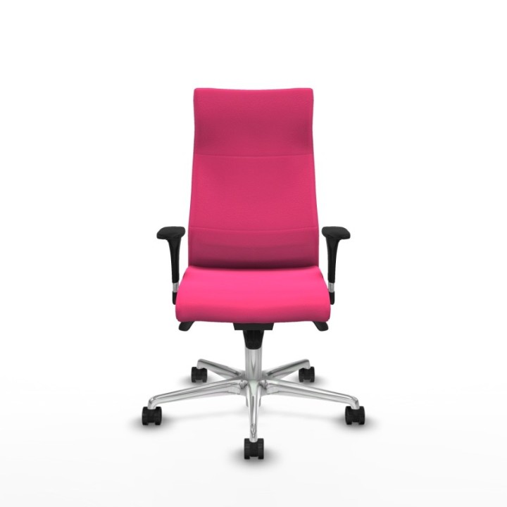 Albacete dirección sincro similpiel rosa brazos 1D cromados base aluminio ruedas 65 nailon