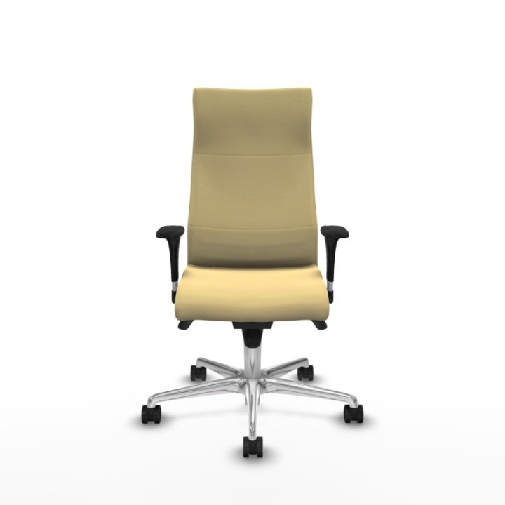 Albacete dirección sincro similpiel crema brazos 1D cromados base aluminio ruedas 65 nailon