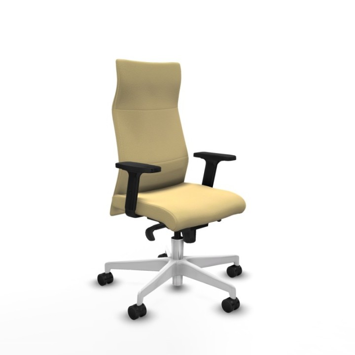 Albacete dirección sincro similpiel crema brazos 2D base blanca ruedas 65 nailon