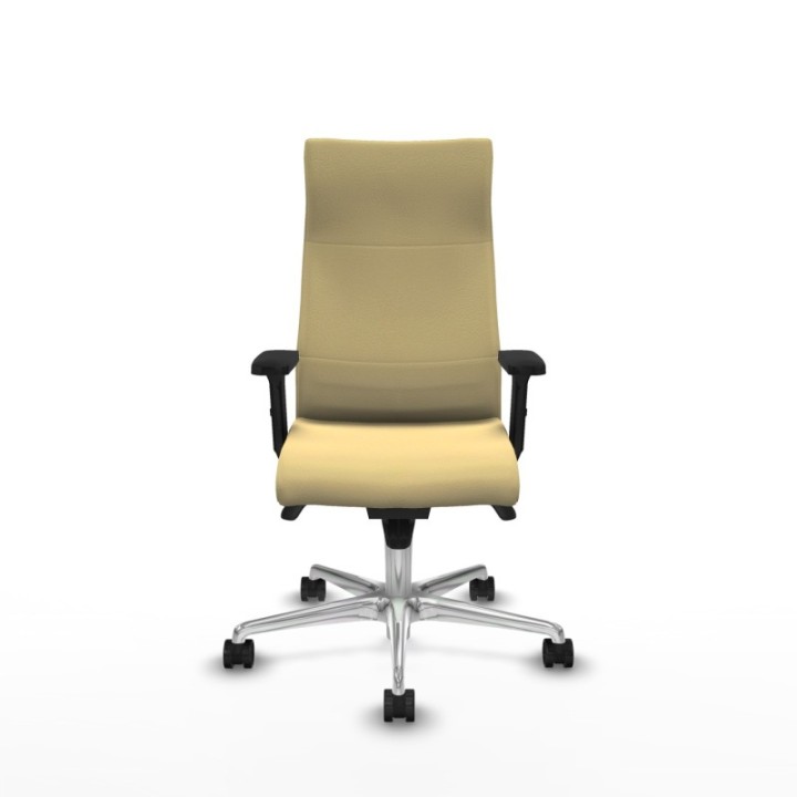 Albacete dirección sincro similpiel crema brazos 2D base aluminio ruedas 65 nailon