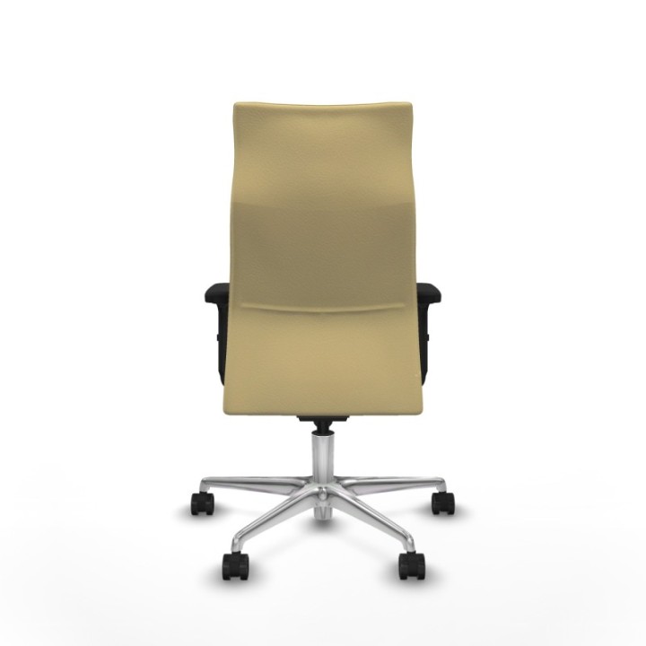 Albacete dirección sincro similpiel crema brazos 2D base aluminio ruedas 65 nailon