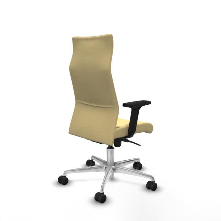 Albacete dirección sincro similpiel crema brazos 2D base aluminio ruedas 65 nailon