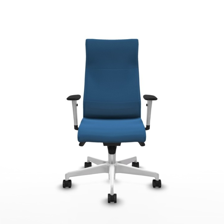 Albacete dirección sincro similpiel azul claro brazos 1D blancos base blanca ruedas 65 nailon