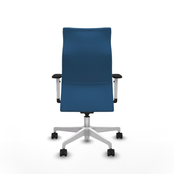 Albacete dirección sincro similpiel azul claro brazos 1D blancos base blanca ruedas 65 nailon