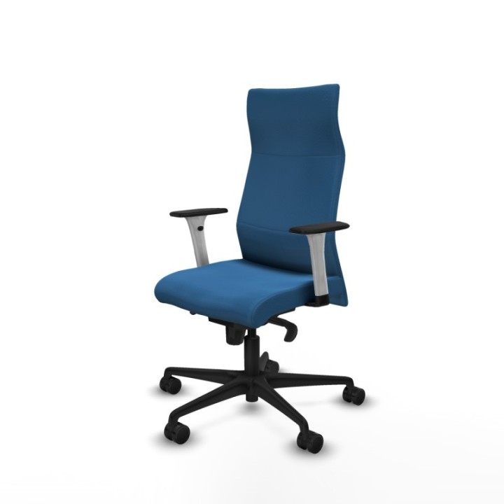 Albacete dirección sincro similpiel azul claro brazos 1D blancos base nailon ruedas 65 nailon