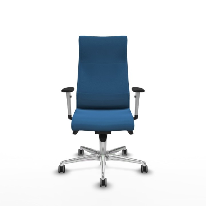 Albacete dirección sincro similpiel azul claro brazos 1D blancos base aluminio ruedas 65 engomadas