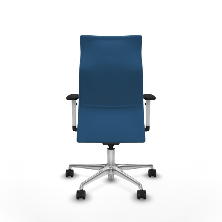 Albacete dirección sincro similpiel azul claro brazos 1D blancos base aluminio ruedas 65 nailon