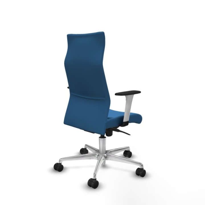 Albacete dirección sincro similpiel azul claro brazos 1D blancos base aluminio ruedas 65 nailon