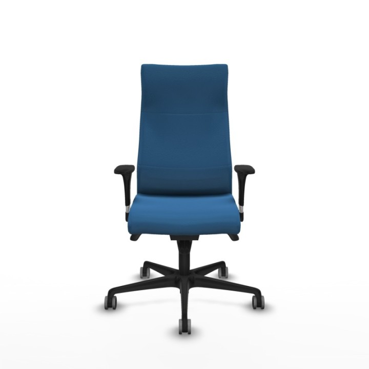 Albacete dirección sincro similpiel azul claro brazos 1D cromados base nailon ruedas 65 engomadas