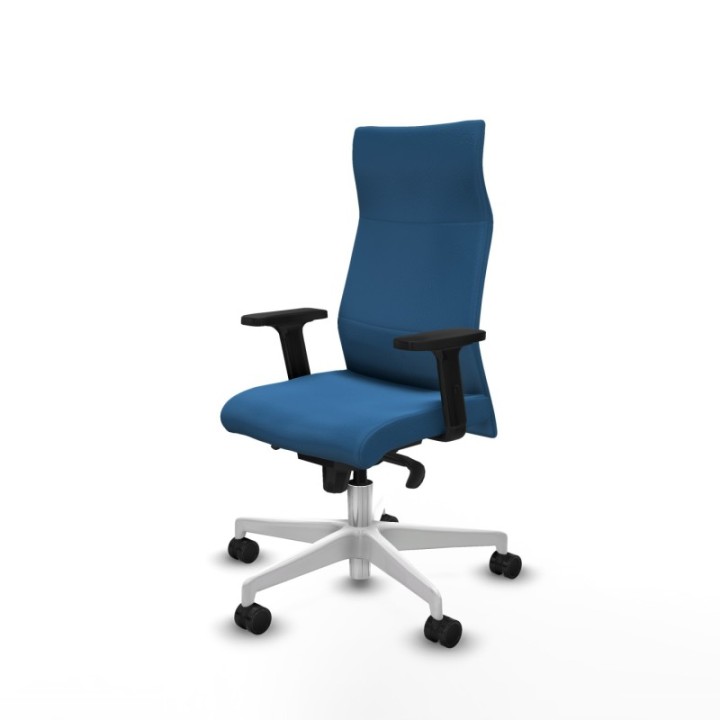 Albacete dirección sincro similpiel azul claro brazos 2D base blanca ruedas 65 nailon