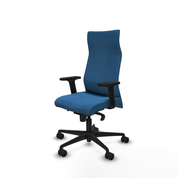 Albacete dirección sincro similpiel azul claro brazos 2D base nailon ruedas 65 nailon