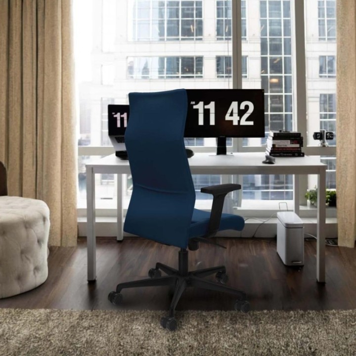 Albacete dirección sincro similpiel azul claro brazos 2D base nailon ruedas 65 nailon