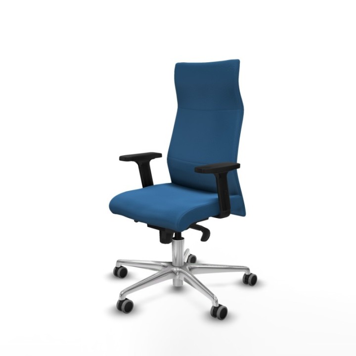 Albacete dirección sincro similpiel azul claro brazos 2D base aluminio ruedas 65 engomadas