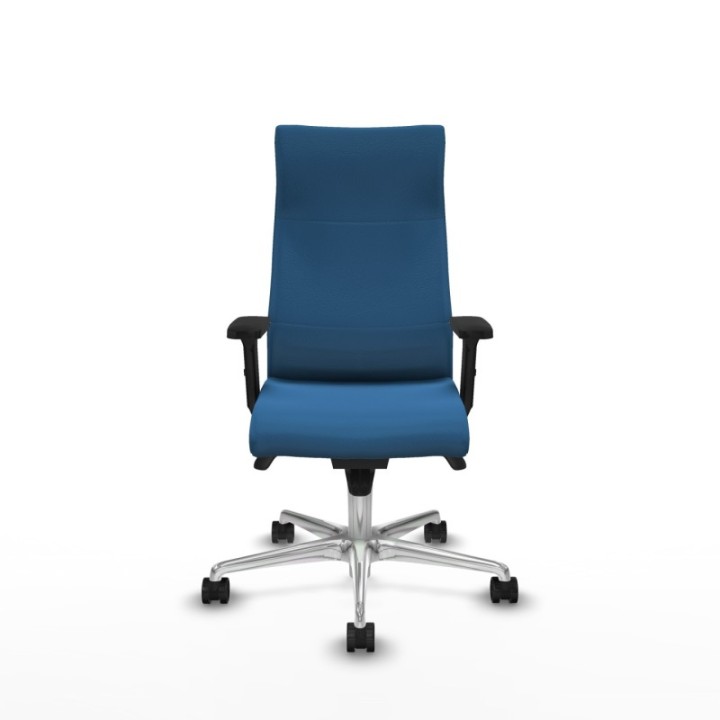 Albacete dirección sincro similpiel azul claro brazos 2D base aluminio ruedas 65 nailon