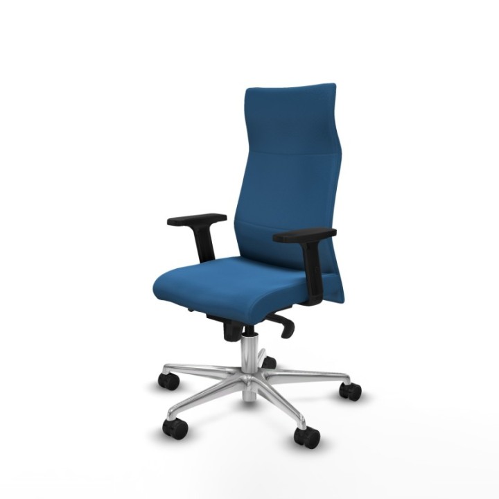 Albacete dirección sincro similpiel azul claro brazos 2D base aluminio ruedas 65 nailon