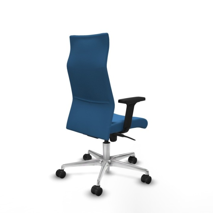 Albacete dirección sincro similpiel azul claro brazos 2D base aluminio ruedas 65 nailon