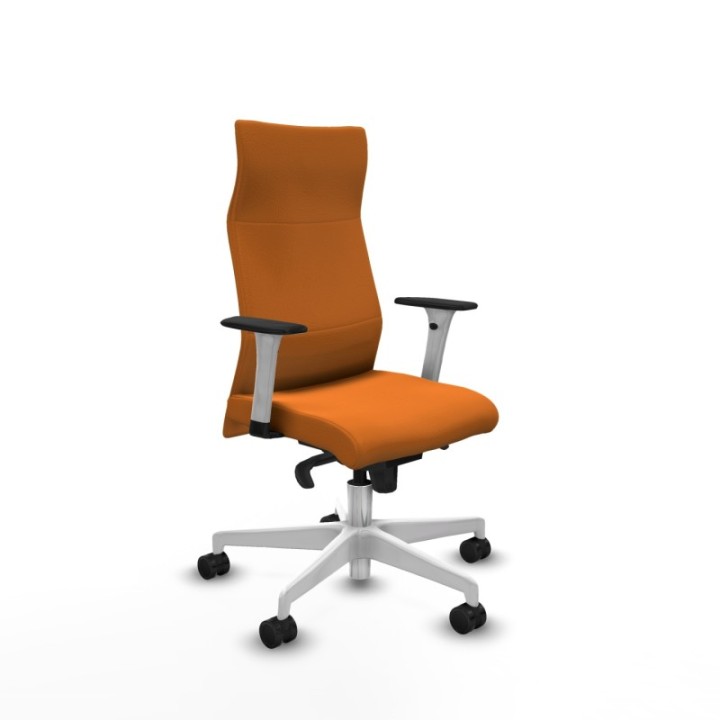 Albacete dirección sincro similpiel naranja brazos 1D blancos base blanca ruedas 65 nailon