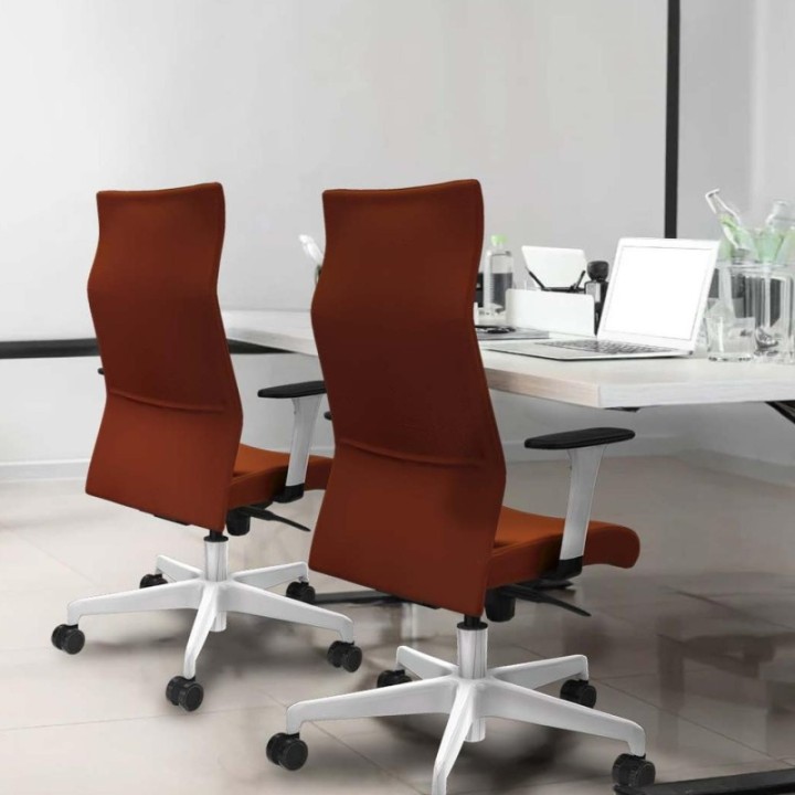 Albacete dirección sincro similpiel naranja brazos 1D blancos base blanca ruedas 65 nailon