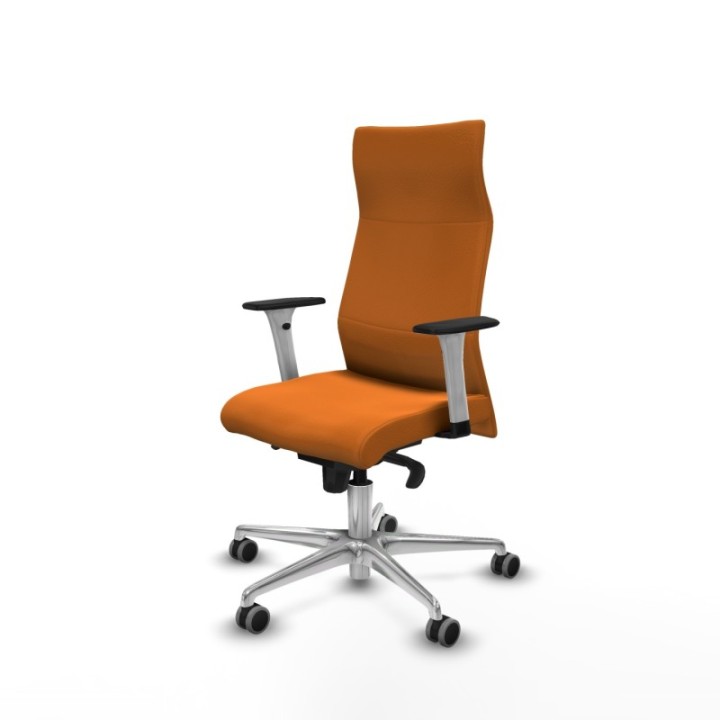 Albacete dirección sincro similpiel naranja brazos 1D blancos base aluminio ruedas 65 engomadas