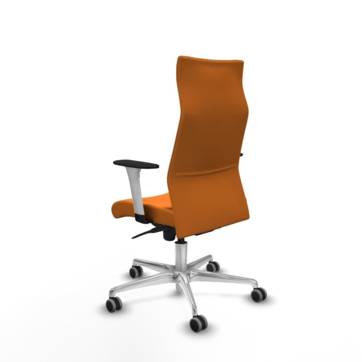 Albacete dirección sincro similpiel naranja brazos 1D blancos base aluminio ruedas 65 engomadas