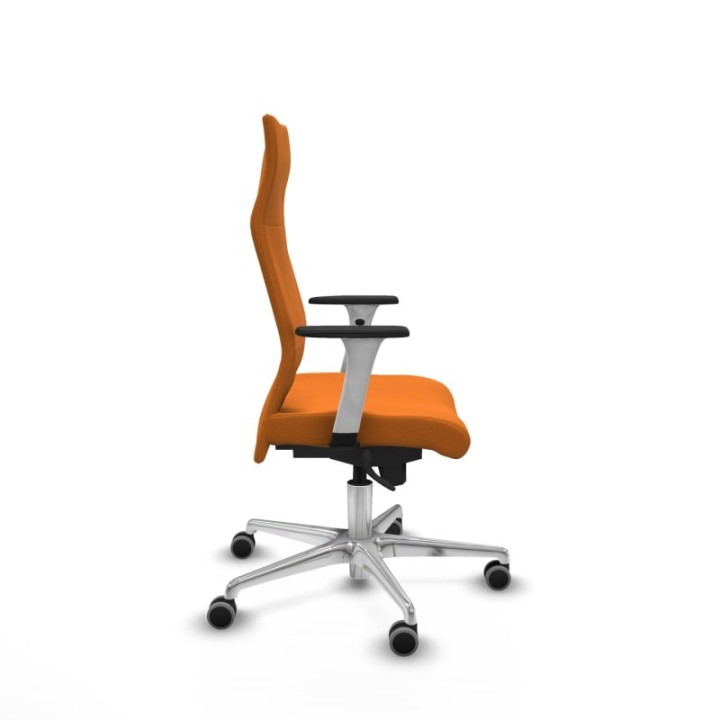 Albacete dirección sincro similpiel naranja brazos 1D blancos base aluminio ruedas 65 engomadas