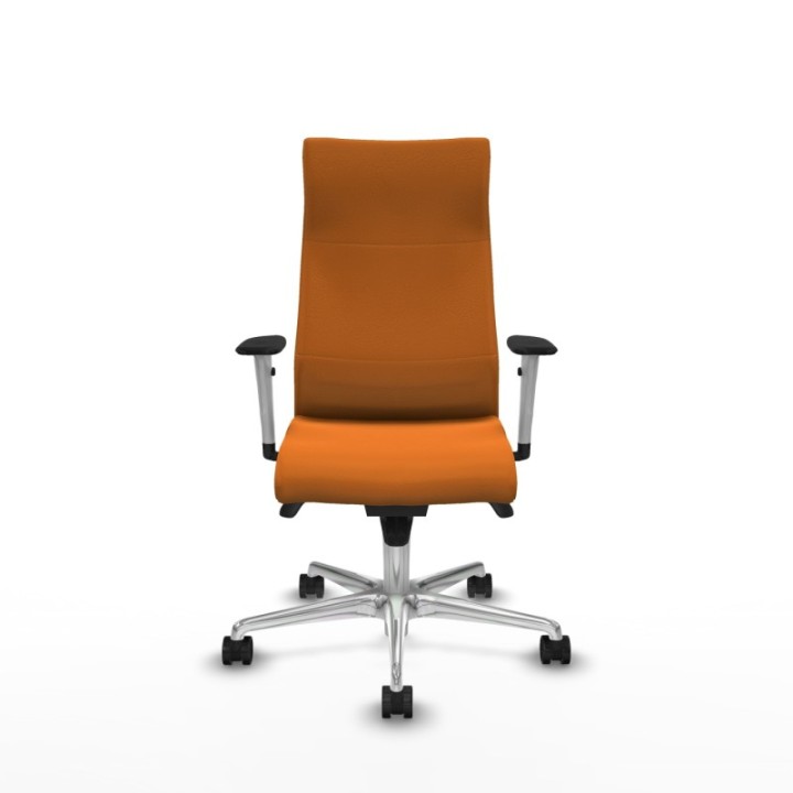 Albacete dirección sincro similpiel naranja brazos 1D blancos base aluminio ruedas 65 nailon