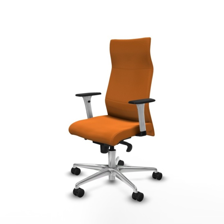 Albacete dirección sincro similpiel naranja brazos 1D blancos base aluminio ruedas 65 nailon