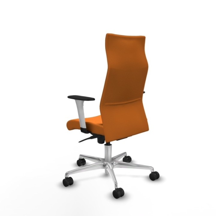 Albacete dirección sincro similpiel naranja brazos 1D blancos base aluminio ruedas 65 nailon