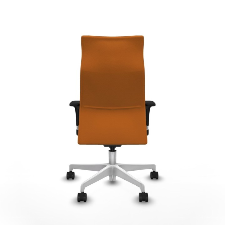 Albacete dirección sincro similpiel naranja brazos 1D cromados base blanca ruedas 65 nailon