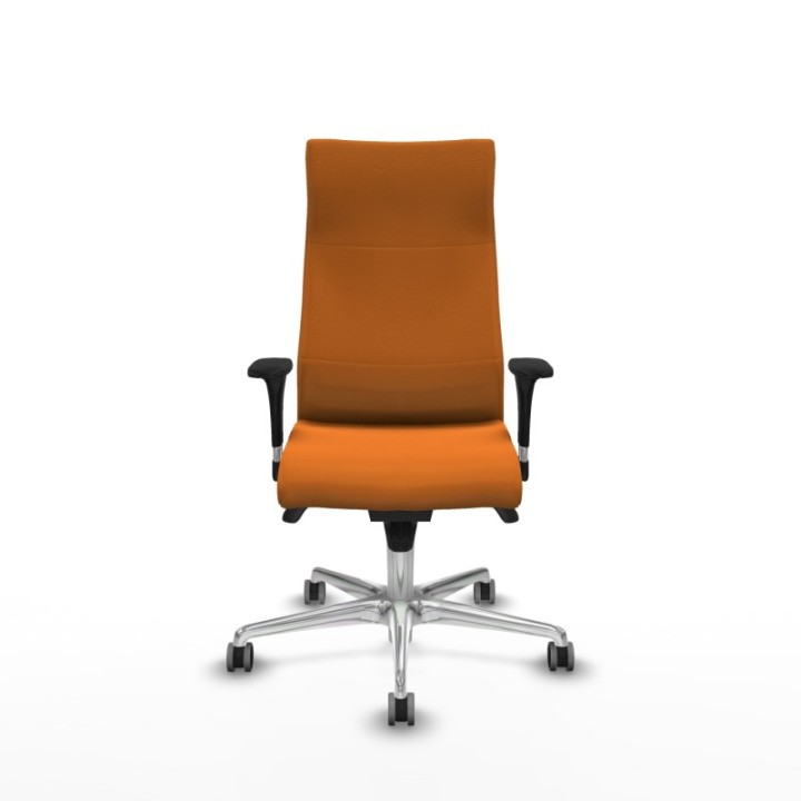 Albacete dirección sincro similpiel naranja brazos 1D cromados base aluminio ruedas 65 engomadas