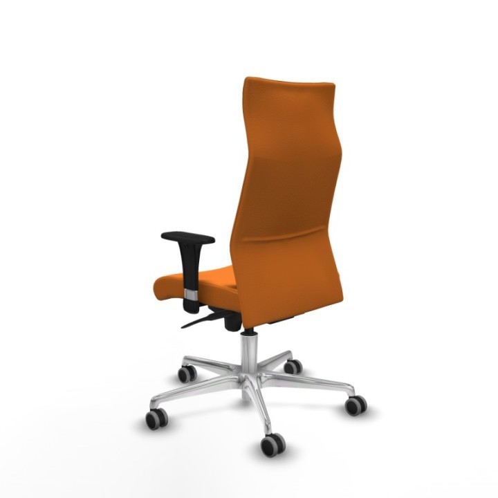 Albacete dirección sincro similpiel naranja brazos 1D cromados base aluminio ruedas 65 engomadas